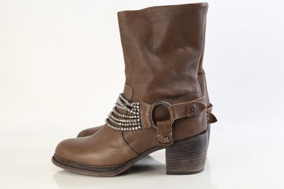 VERA WANG Marrón Joya Pulsera Moto Botines Talla 6.5 Foto 3 de 4