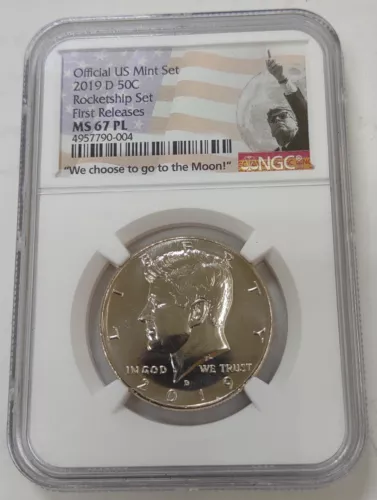 2019 D Kennedy Half Dollar MS67 PL NGC First Releases Flag Label