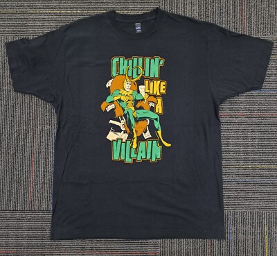 Loki Marvel Size XL Chillin Like A Villain Black T Shirt Retro Art Screen Print 