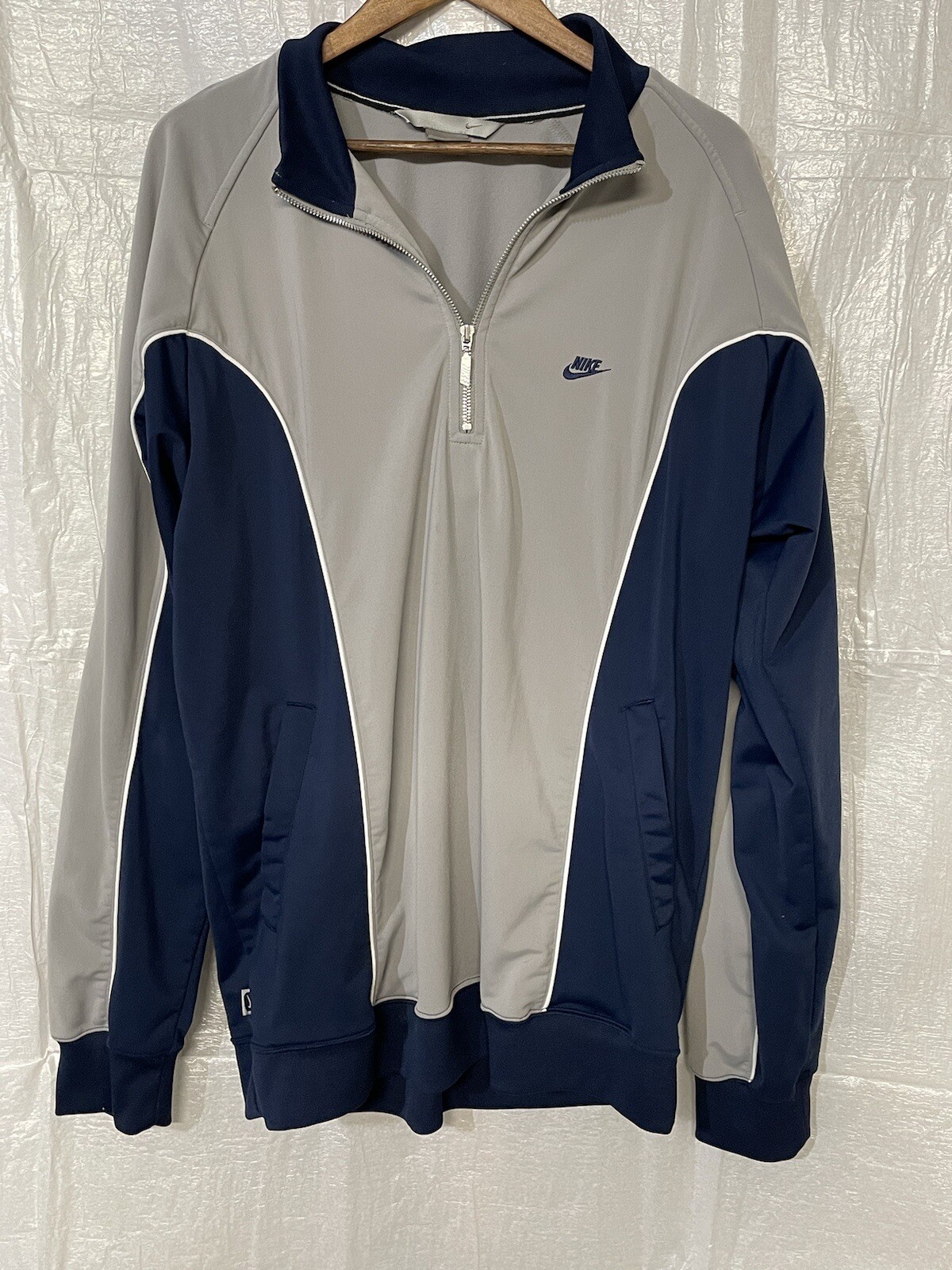 SACAI X NIKE Nike Pullover Mezza Zip Giacca Pista Allenamento Atletico Grigio Blu Taglia XL