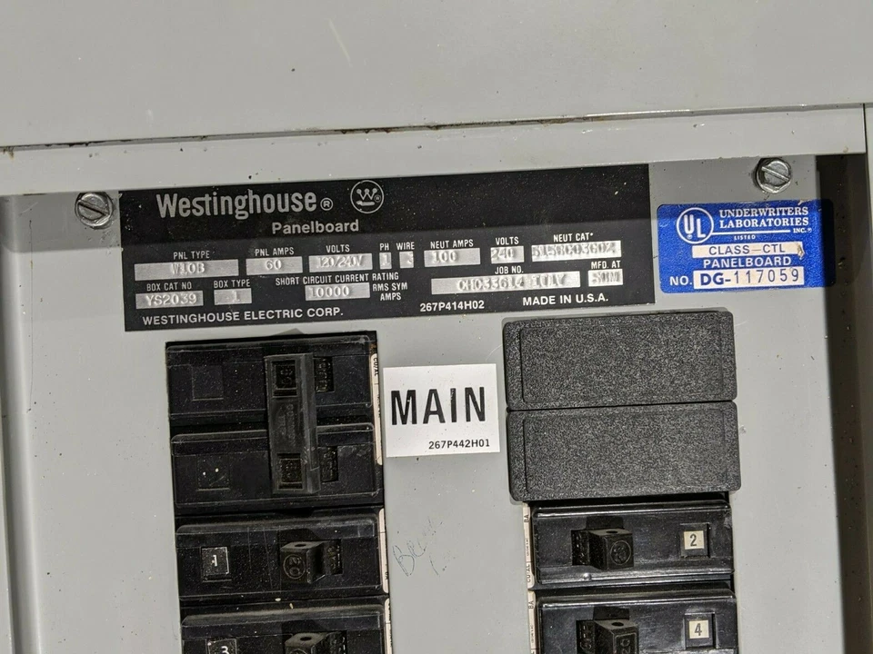 Caja de panel Westinghouse W10B 60 amperios 120/240 voltios monofásico 3 cables Foto 2 de 4