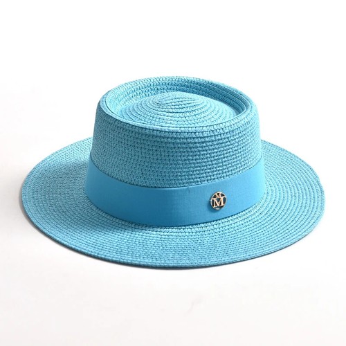 Neu Sommer Stroh Sonnenhüte Frauen Damen Mode flache Krempe Band Reise Strand Mütze - Bild 27 von 33