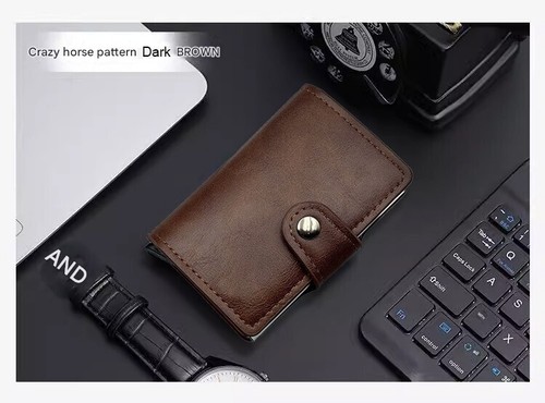 RFID Blocking Wallet Auto Pop up Credit Card Holder Leather Metal Money Clip Men - Picture 16 of 18