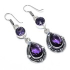 Purple Amethyst Gemstone Handmade 925 Sterling Silver Jewelry Earring Size 2"