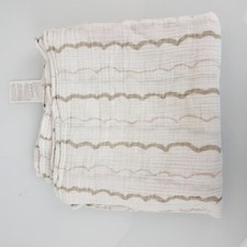 Aden  Anais Baby Blanket White Brown Tan Wavy Lines Waves Swaddle Muslin Lovey