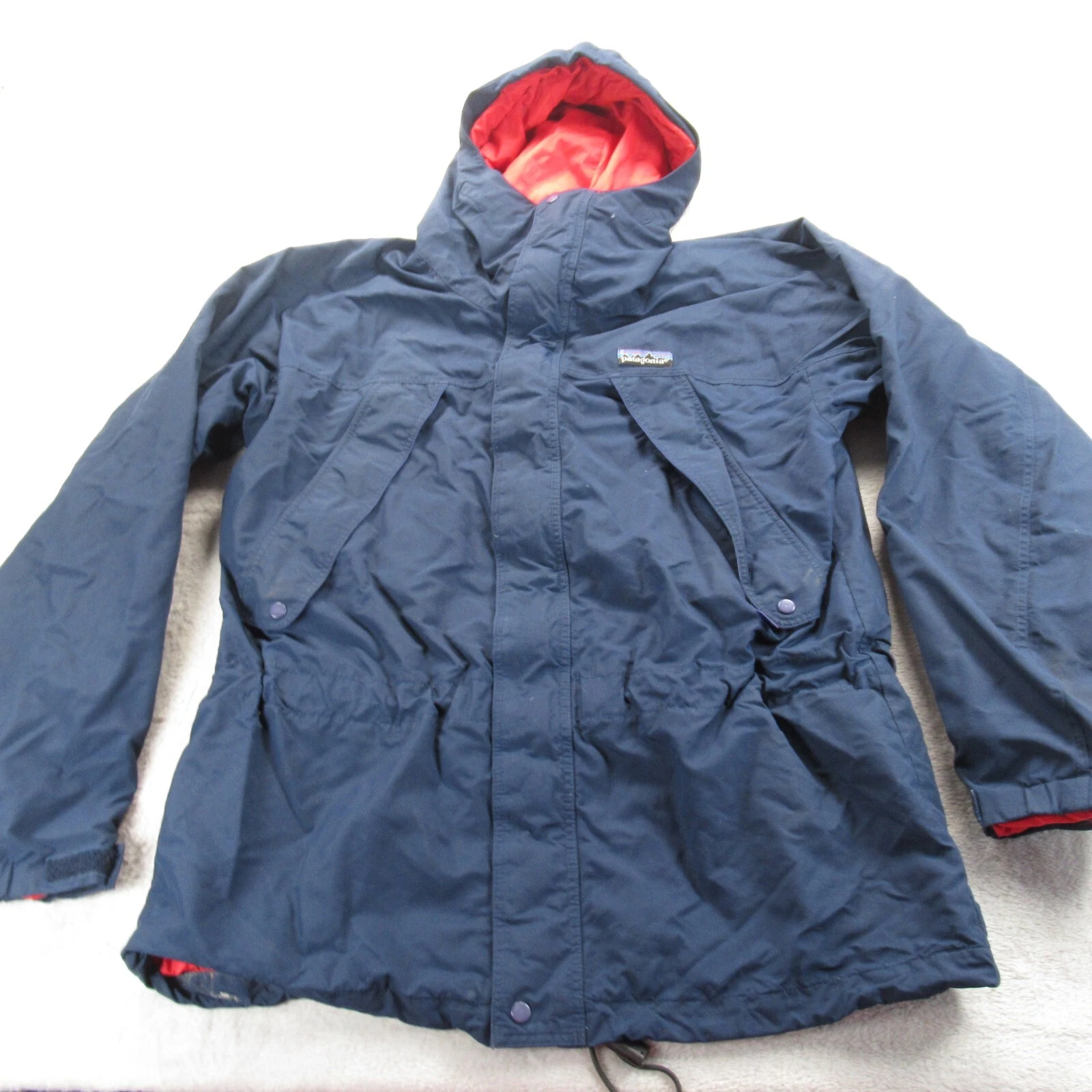 Patagonia Storm Jacket Womens Small Blue Zip Hood Lightweight 90s Parka VTG