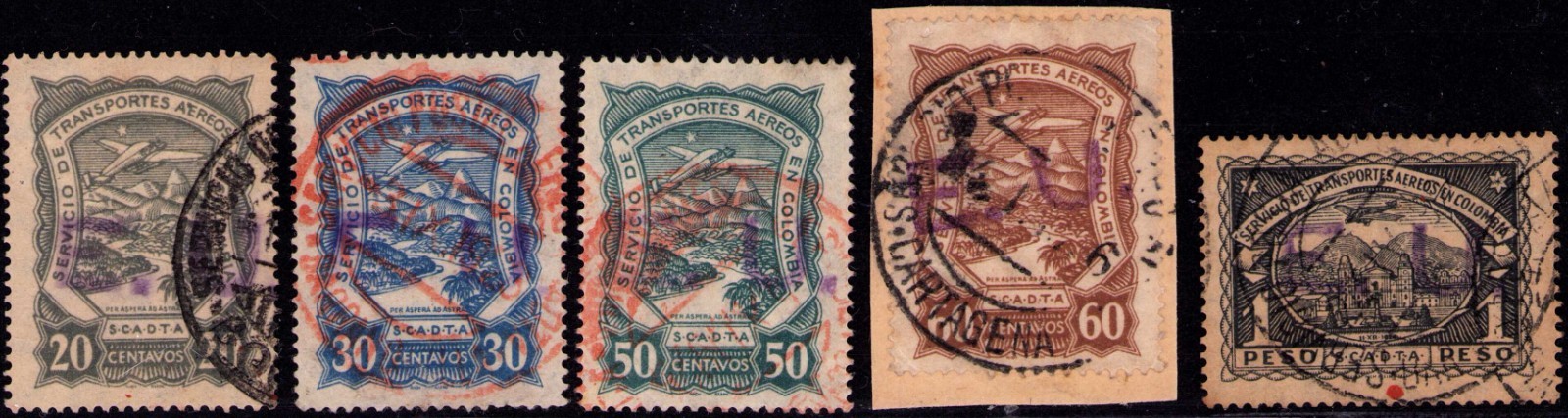 COLOMBIA - UNITED STATES - SCADTA - CONSULAR USED LOT - 1921 RRR