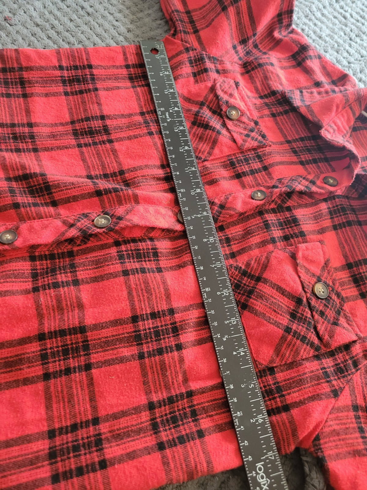 Playboy Patchwork Red Flannel Button Shirt Womens… - image 8