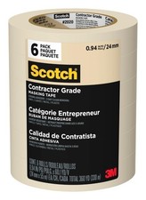 Scotch Contractor Grade Masking Tape, 1 Inch Wide 0.94 in. x 60.1 Yds 6...