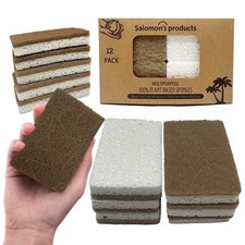 12 Pack Natural Kitchen Sponges - Biodegradable, Compostable, Sustainable Woo...