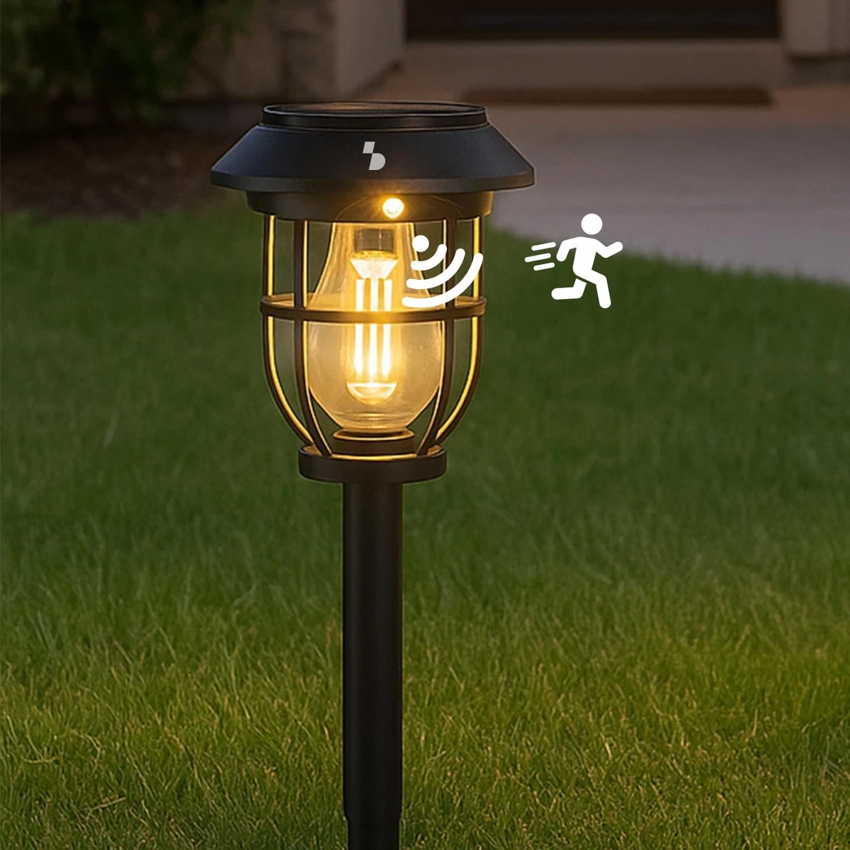 Set 2 Lampade Solari Da Esterno Con Sensore Di Movimento, LED, Acciaio Inox, IP43, Bianco Caldo 3000K - 3