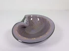 Vtg Murano Alfredo Barbini Opaline Lavender Lilac Gold Ashtray Glass Bowl Italy