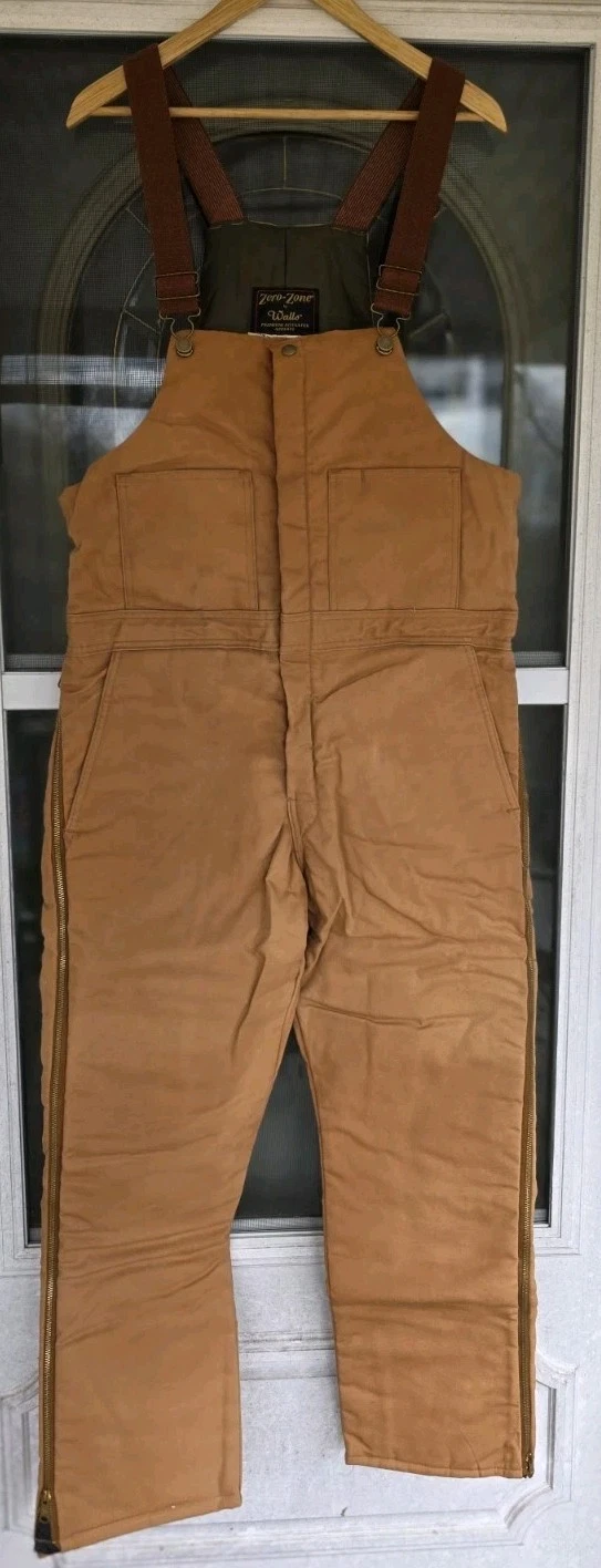 Walls Zero Zone Men's M 34-36 Duck Canvas Quilted Work Bibs Overalls