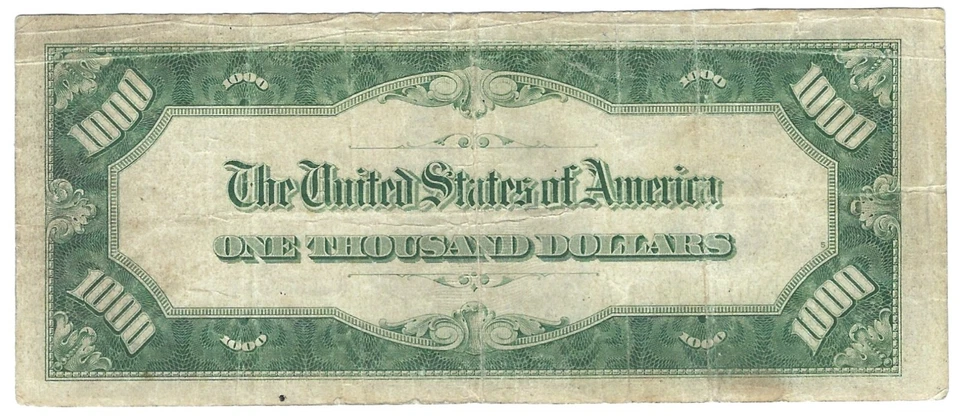 1934 A $1000 Federal Reserve Note, Middle Grade Better One Thousand Dollar Type - Image 2 of 2