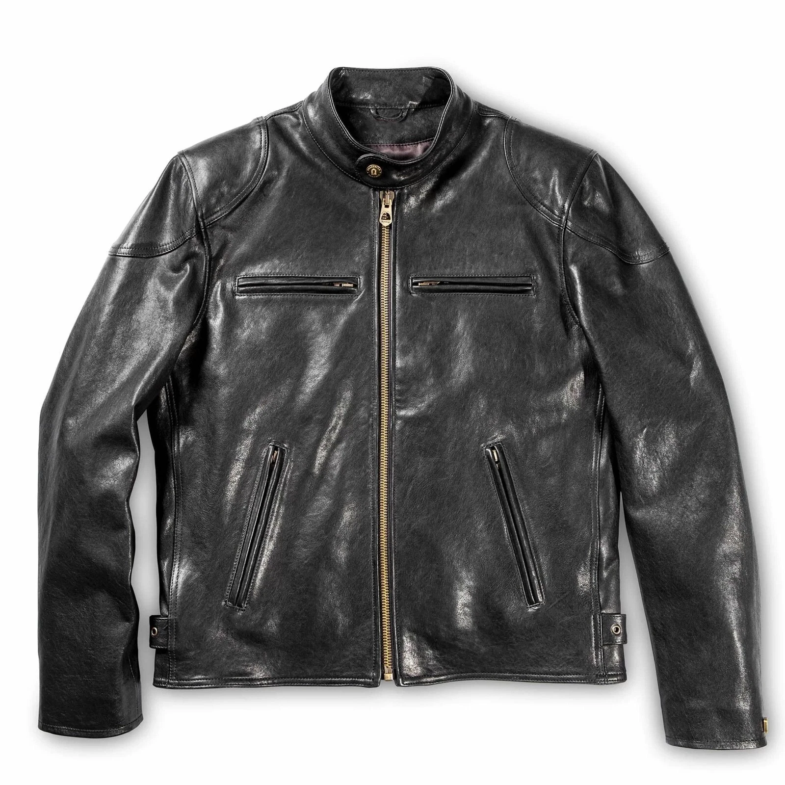Real Genuine Black Leather Jacket New Men's Cafe Racer Leather Jacket All Size