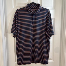 Under Armor Men s L Golf Polo Navy Blue Orange Striped