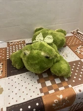 2016 Kellytoy Frog Froggie Frogger Laying Down w/ Gingham Bow Plush Toy