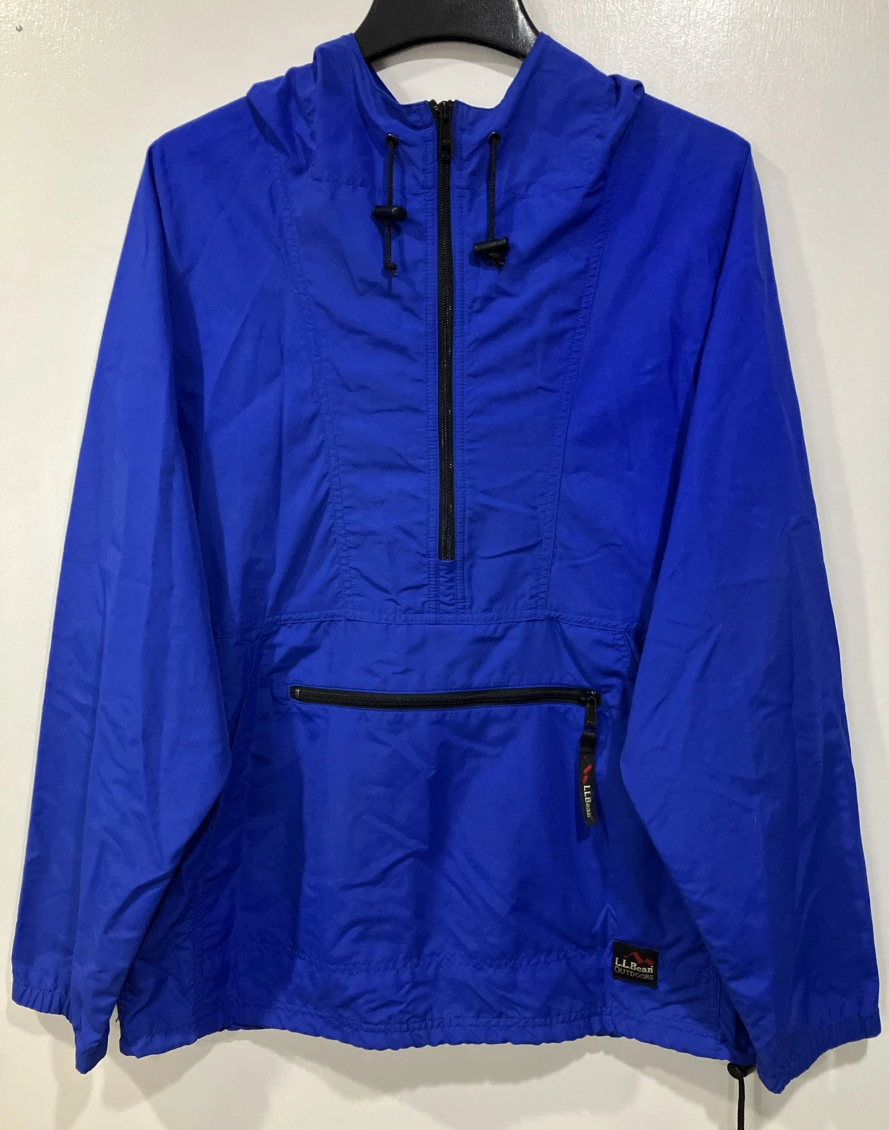 LL Bean Outdoors Anorack Packable Pullover Windbreaker Jacket Blue Mens Medium