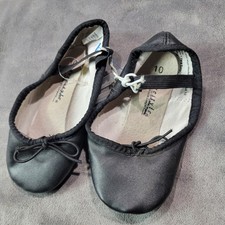 Freestyle Danskin Company Black Leather Ballet Dance Shoes Child Size 10