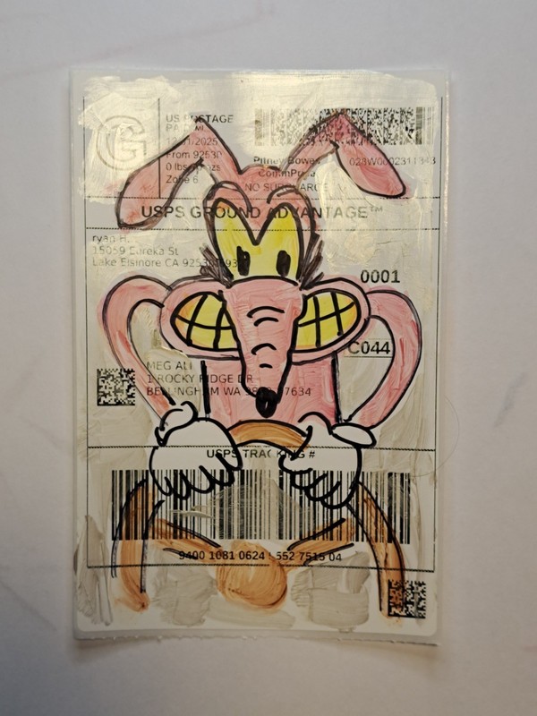 Silver pink acrylic & ink "The Driver" 6X4" Sticker 1/1 signed by artist
