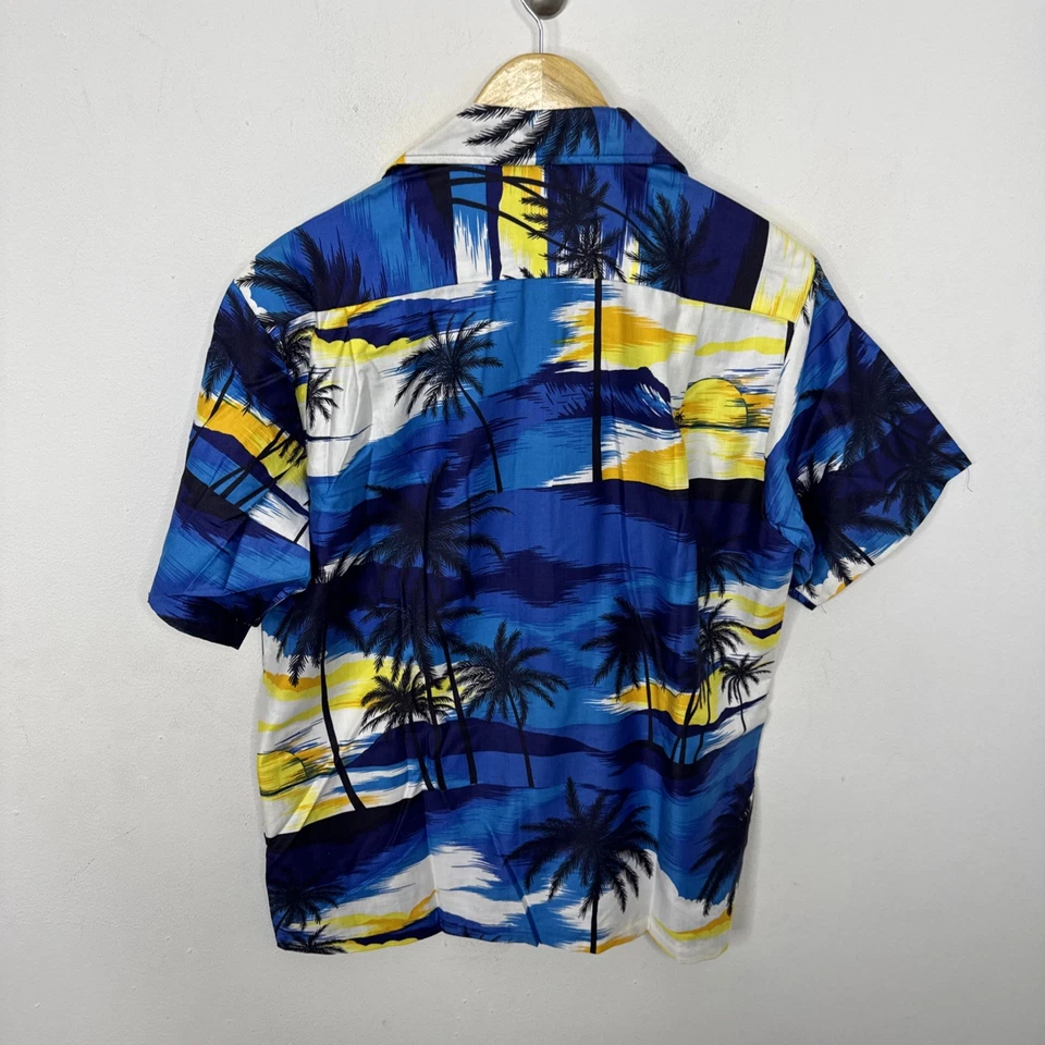 Vintage Shoreline Hawaii Men M Blue Palm Island Hawaiian Shirt - Image 4 of 4