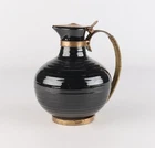 Vintage Bauer Pottery Ringware Pitcher w Metal Lid Handle 9" Los Angeles