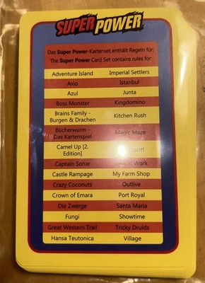 Super Power Kartenset von Pegasus Minierweiterungen für 30 Spiele  unbespielt