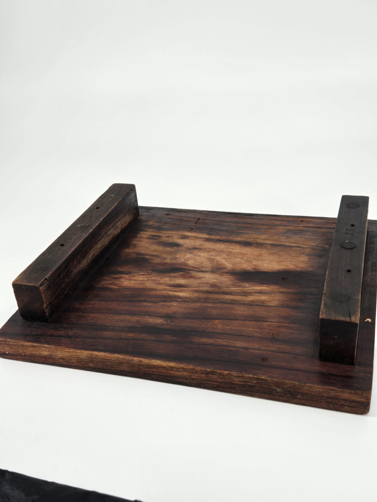 Antique Persian Inlaid Marquetry Folk Art Poetry Wooden Tray Table Footed Panel 