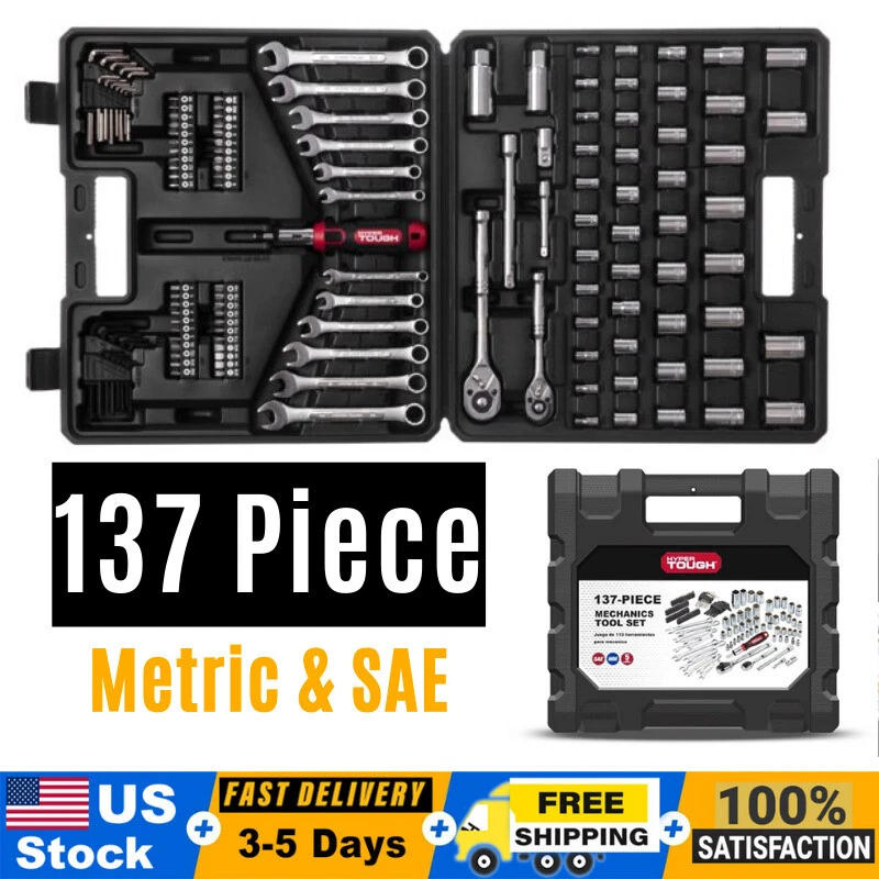 137 pc Mechanics Tool Set Home Professional Complete Mechanic Repair Tools Kit