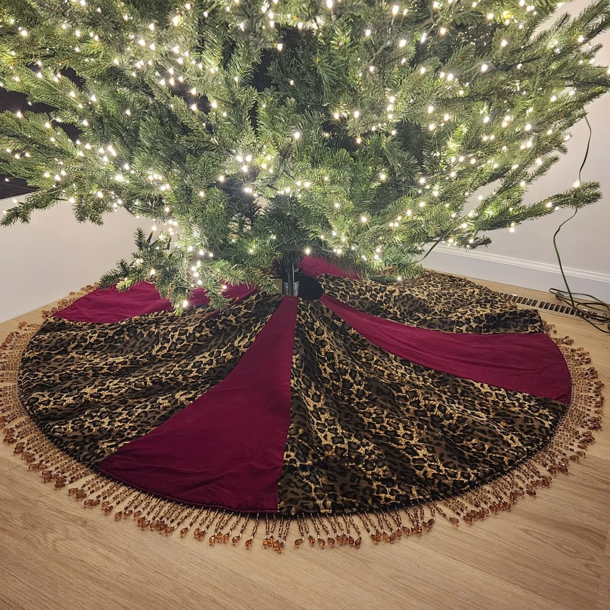 Zebra print top christmas tree skirt