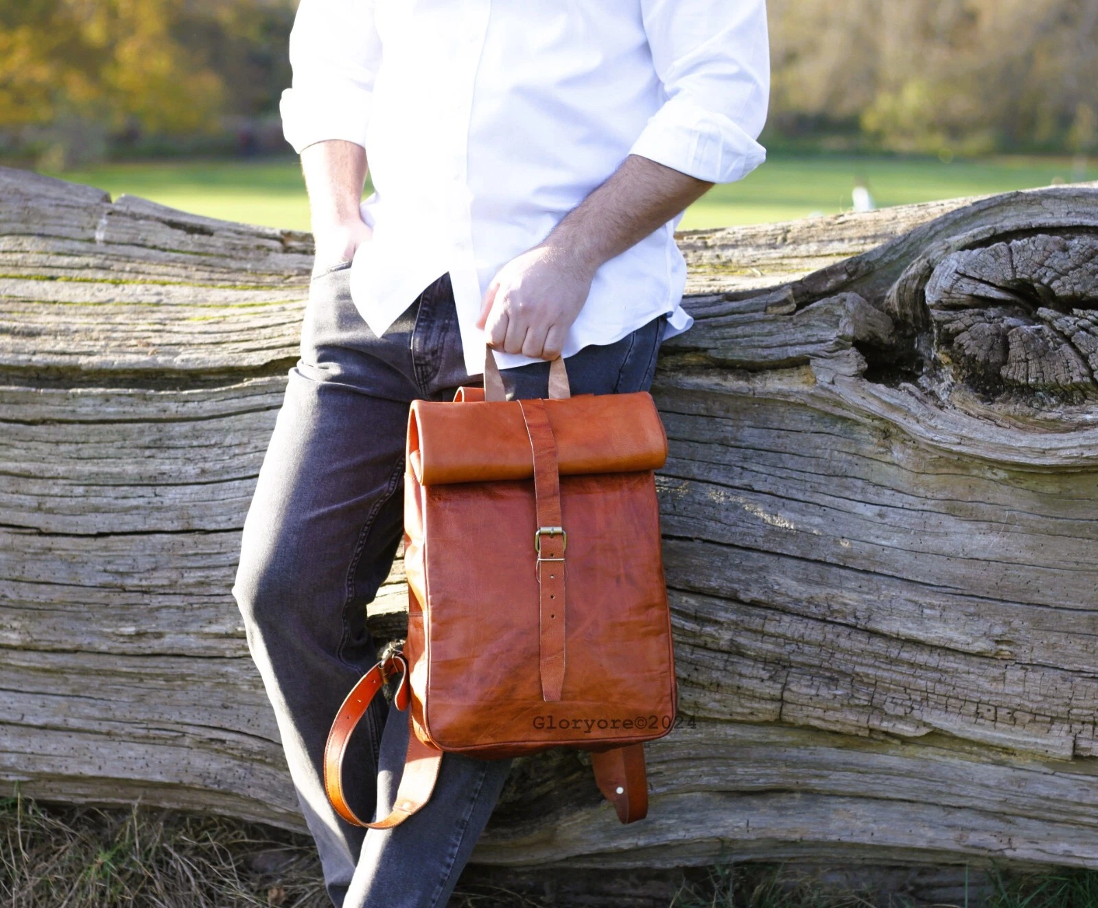 Personalised Handmade Vintage style Genuine Leather Rucksack Backpack Unisex
