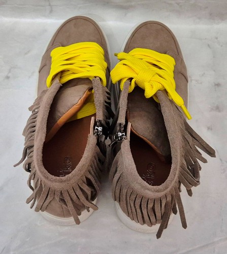 MINI MISS KG Niños Niñas Preciosos Flecos Taupe Cremallera Gamuza Entrenador Zapatos - Imagen 7 de 9