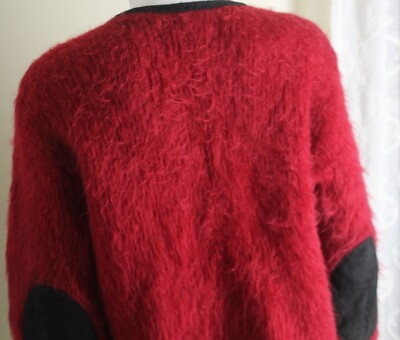 Men's vintage 60s ALPS Sz M Runs S Red Fluffy Long Hair Mohair