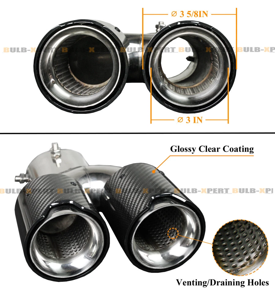 PARA BMW G20 M340i 330i 2019-25 FIBRA DE CARBONO ACERO INOXIDABLE CUÁDRUPLE PUNTA DE ESCAPE ACABADOS Foto 4 de 4