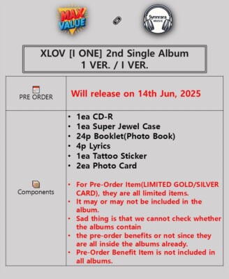 XLOV I ONE 2nd Single Album CD+Case+Booklet+Lyrics+Sticker+2 Card+
