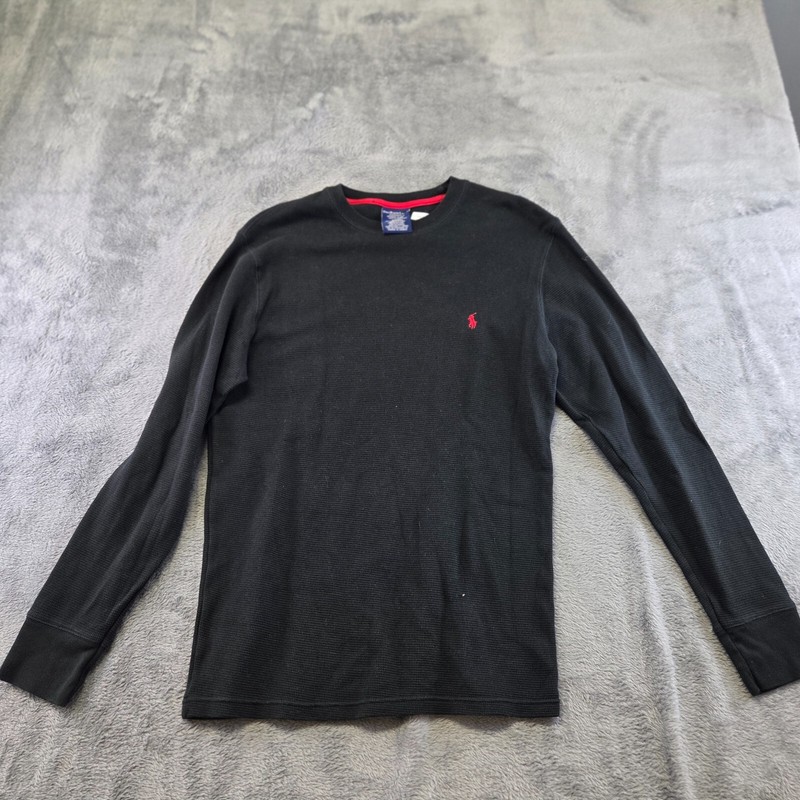 Polo Ralph Lauren Sleepwear Shirt Mens Size Small Black 100% Cotton Long Sleeve