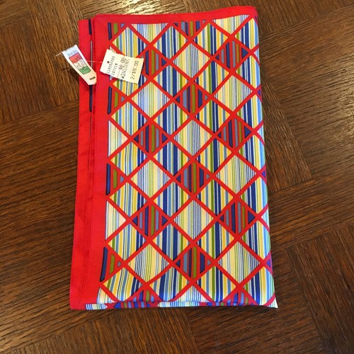 VTG NWT 1970s Glentex Made In Italy Rectangular Scarf Geometric Red Blue COOL!