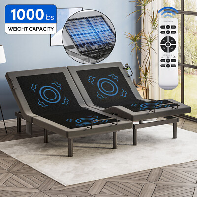 Advanced Power Base Adjustable Bed Frame With Massage Backlit Remote USB Ports