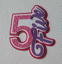 Birthday Age Pink Title Number Five. Scrapbook, Card Making Paper Piecing