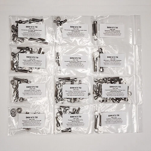 BMW K-serie K75 S C RT 1985-1996 full engine stainless allen screw kit #1+2