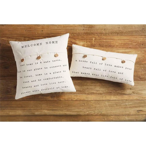 Mud Pie Welcome Home Button Pillow