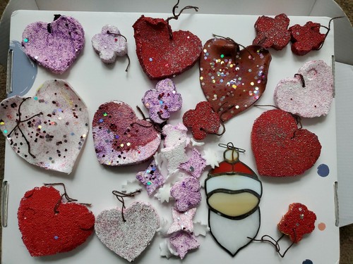 Christmas tree decorations ornaments set, one stained glass