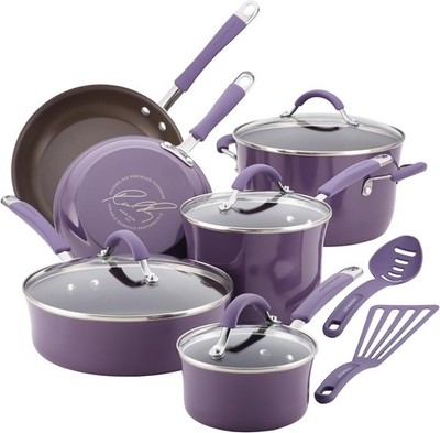 Rachael Ray Cucina  Cookware Pots and Pans Set, 12 Piece, Lavender Purple