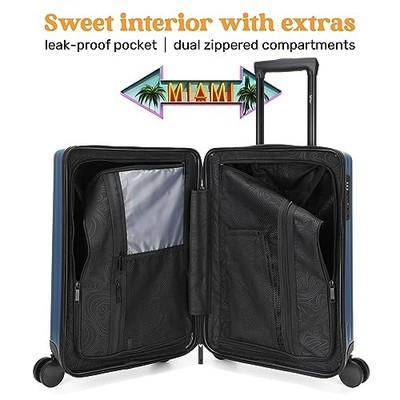 MIAMI CARRYON OCEAN 20'' CARRY-ON SUITCASE TSA LOCK POLYCARBONATE SHELL NAVY