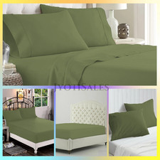 Extra Deep Pocket Soft Sheets 1000 - 1200 TC Egyptian Cotton Moss Solid