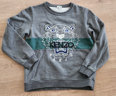 Kenzo Paris Kids Sweatshirt Youth Sz Medium Tiger Logo Graphic Crewneck Gray