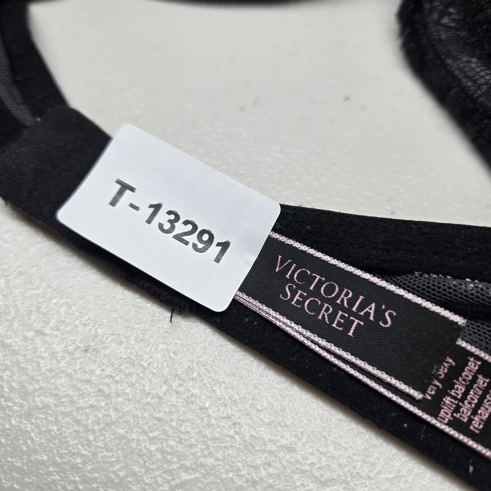 Sujetador Victoria's Secret Mujer 36C Negro Floral Muy Sexy Elevador Balconette Foto 2 de 4