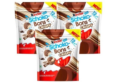 3x Kinder Crispy Schokobons Reisstückchen Milchschokolade