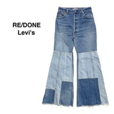 Redan Levi'S Patchwork High Rise Denim Pants Made In Usa Bell Bottom Boot Cut
