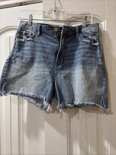 Classic High Rise Distressed Denim Shorts. Size 27 With Frayed Hem